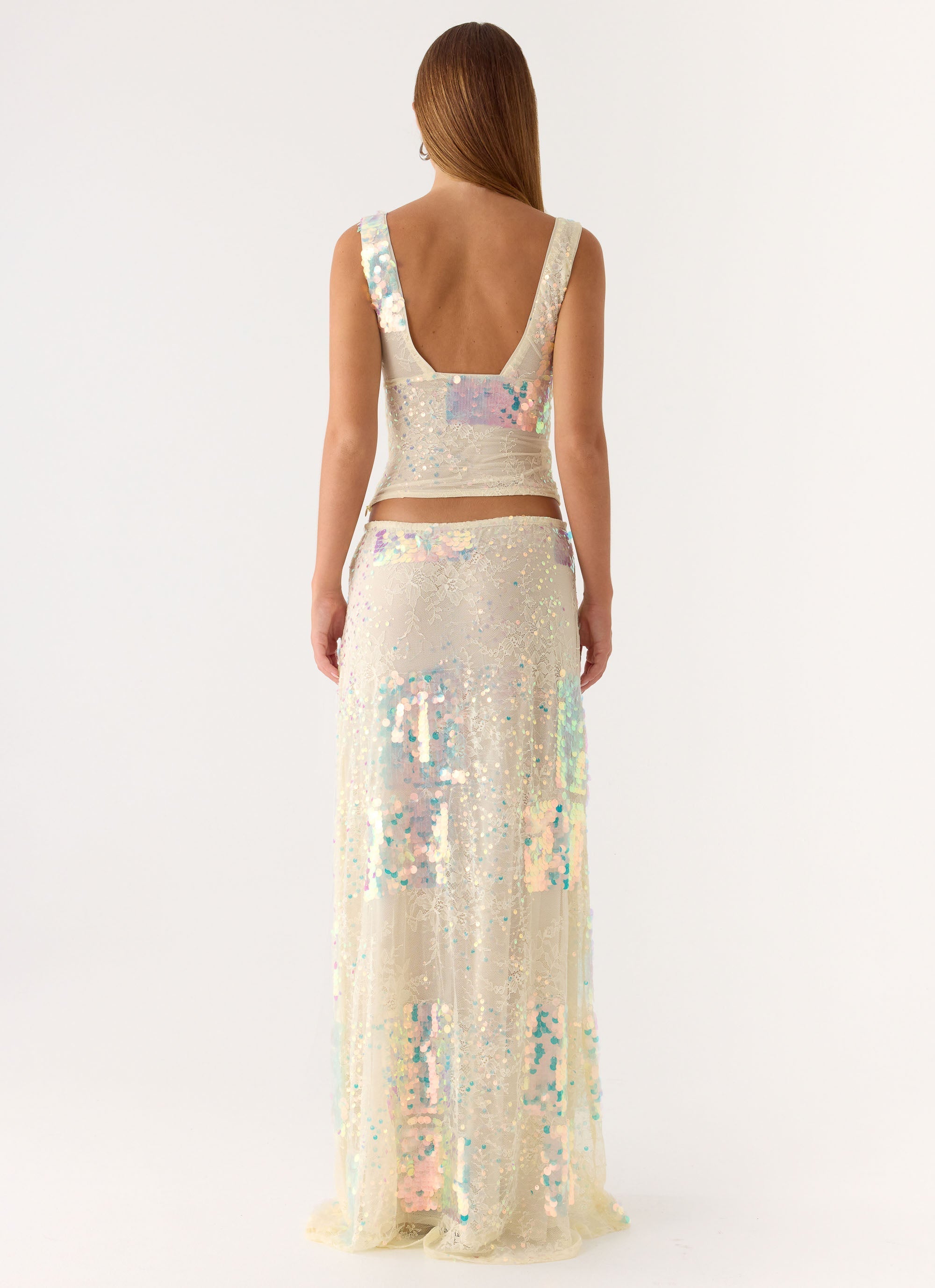 Erinah Sequin Maxi Skirt - Yellow