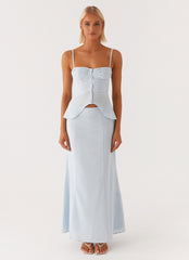 Keep Moving Gathered Bust Top - Blue