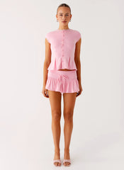 Landon Button Up Top - Pink